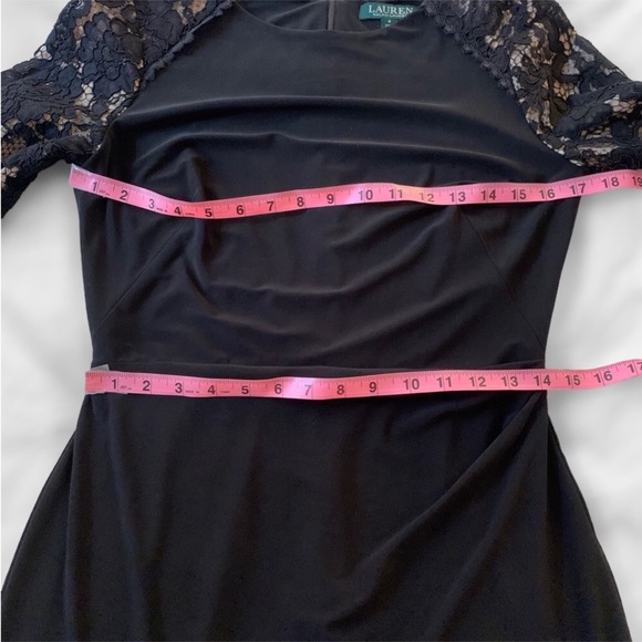 Ralph Lauren Black Lace Sleeve Lined Dress - Picture 10 of 14